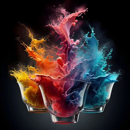 3 colored water collision , vibrantの素材