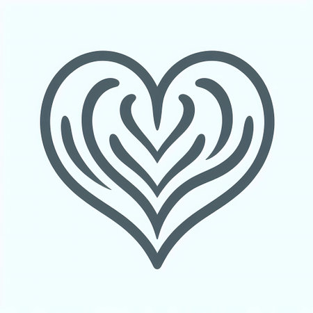 Heart line icon. Simple vector illustration isolated on light blue background.の素材