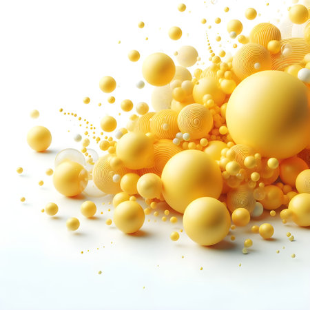 Yellow bubbles with white background, poster.の素材