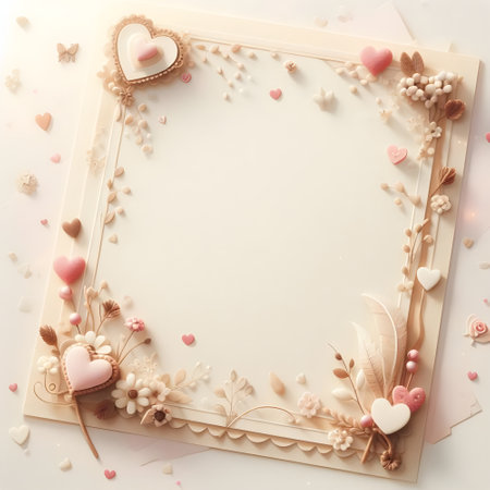 letter paper with soft hearts border.の素材
