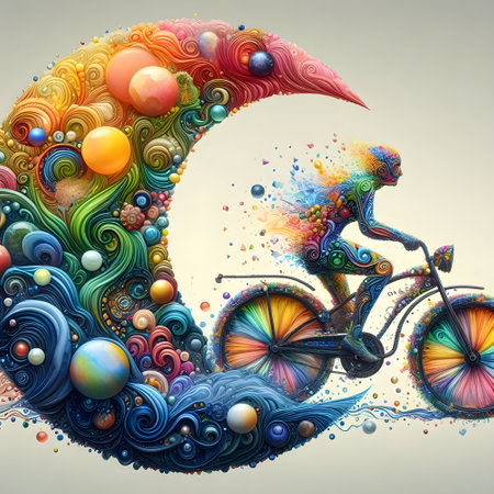 Create a multi color glass Reno ride on a cycle.の素材