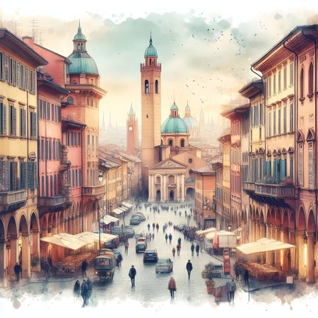 Watercolor of Italy. Few details, fashion.の素材