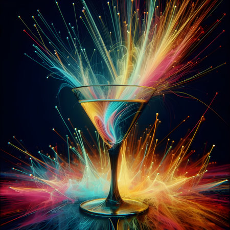 Martini cocktail translucent transparent abstract bursting rainbow jelly.の素材
