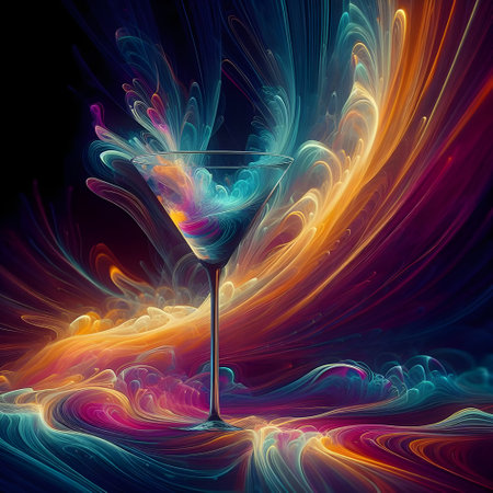 Martini cocktail translucent transparent abstract bursting rainbow jelly.の素材