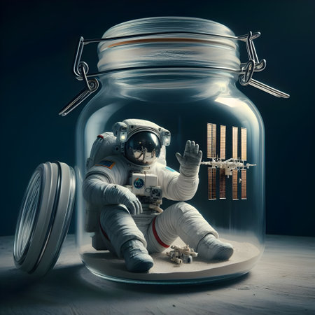 Ruckenfigur a photograph of an astronaut inside a glass jarの素材