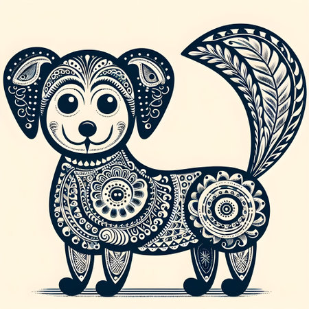 whimsical small dogs made of tiny contoured.の素材