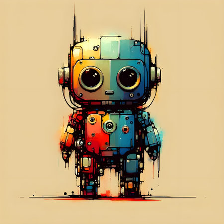 Minimalist painting of sci-fi cute robot ,  pen and ink sketch.の素材