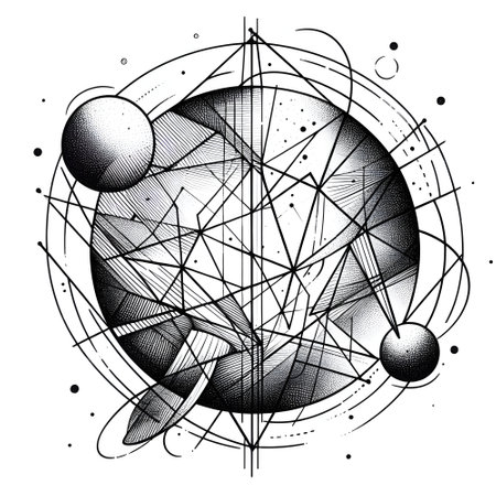 Sharp Geometry, Solid white background.の素材