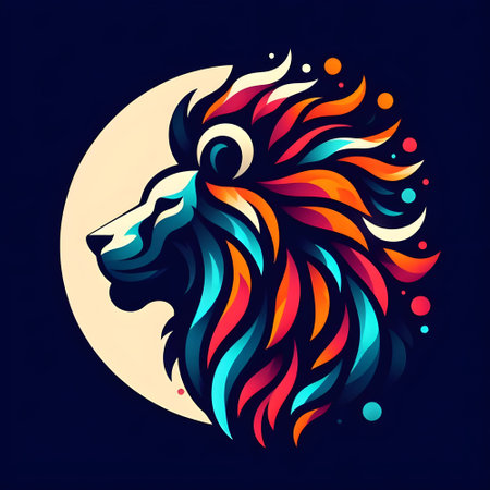 Silhouette of a powerful animal like a lion.の素材