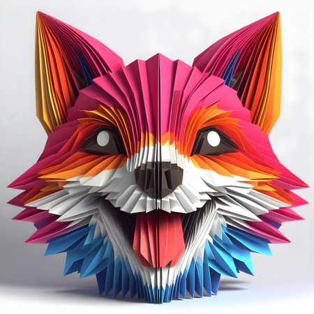 Forming a cute smile wolf face, white background.の素材