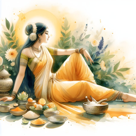 This painting shakuntala full series, bright and contrast.の素材