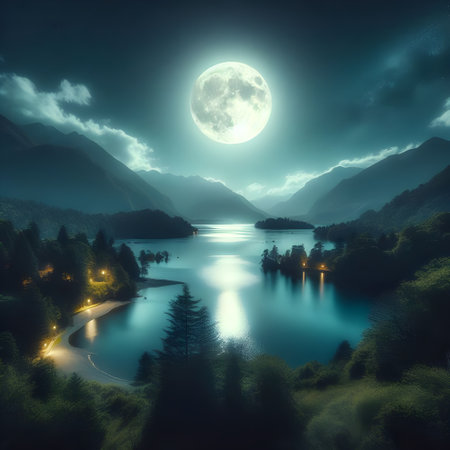 Full moon reflection.の素材