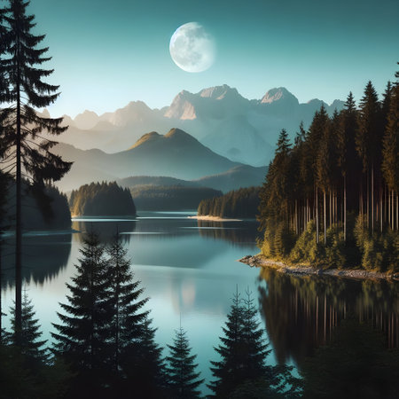 Full moon reflection.の素材