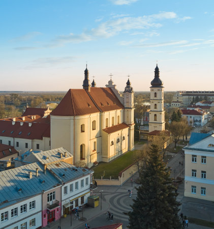 on, Belarus. April 12, 2021 Cathedral Of Name Of The Blessed Virgin Mary And The Franciscan Monastery. Famous Historic Landmarks.のeditorial素材