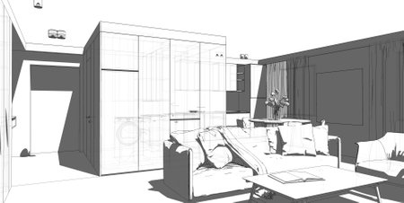 modern interior design. Sketch of the apartment.の写真素材