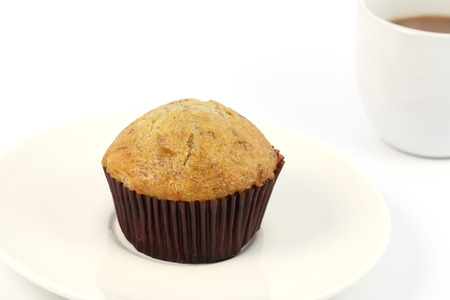 top side banana cake on white backgroundの写真素材