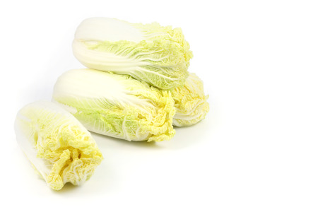 stack of Chinese cabbage on white backgroundの写真素材