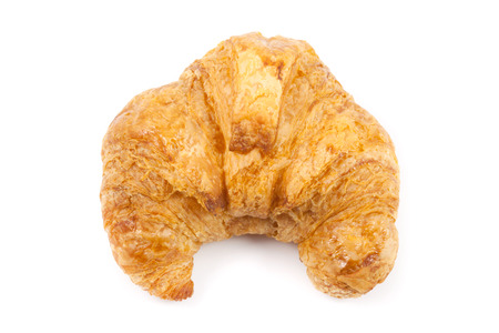 close up top side croissant on white backgroundの写真素材