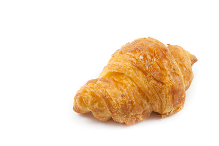 close up  front side croissant on white backgroundの写真素材