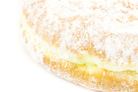 close up bavarian donut on white backgroundの写真素材