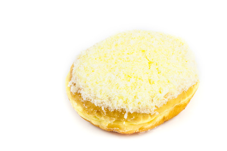 close up coconut donut on white backgroundの写真素材