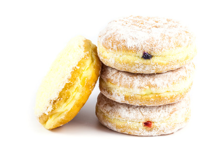 stack of four donut on white backgroundの写真素材