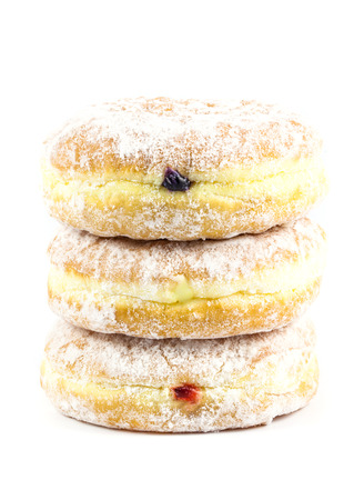 stack of three donut on white backgroundの写真素材