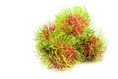 close up group of  rambutan on white backgroundの写真素材