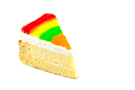 rainbow cake on white backgroundの写真素材