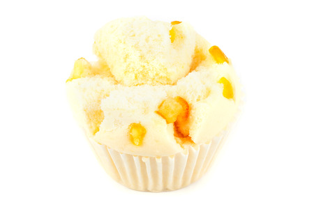 Cotton wool cup cake on white backgroundの写真素材