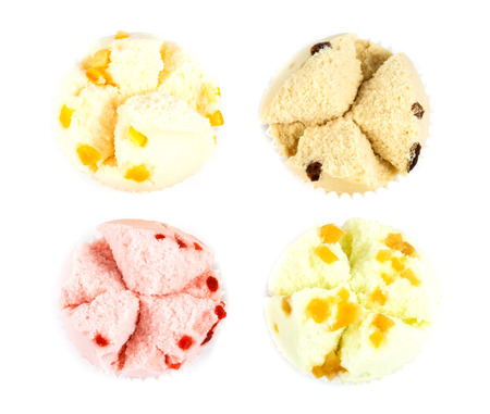 Cotton wool cup cake on white backgroundの写真素材