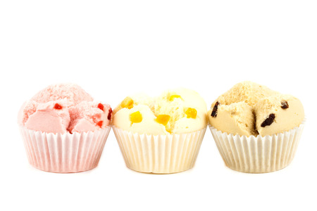 Cotton wool cup cake on white backgroundの写真素材