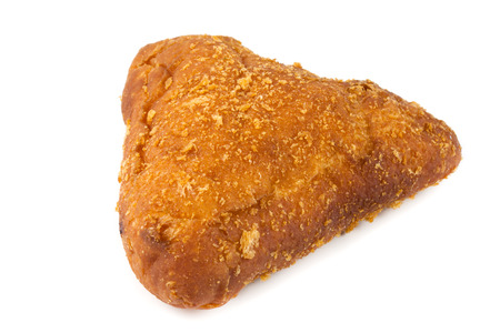 close up fried donut on white backgroundの写真素材