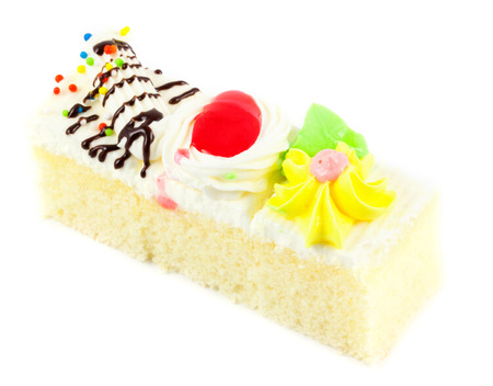 piece of mini cake on white background