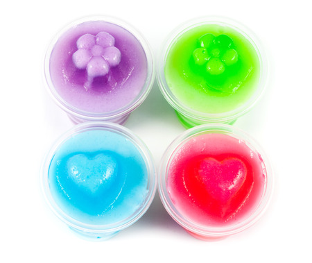 close up colorful jelly on white backgroundの写真素材