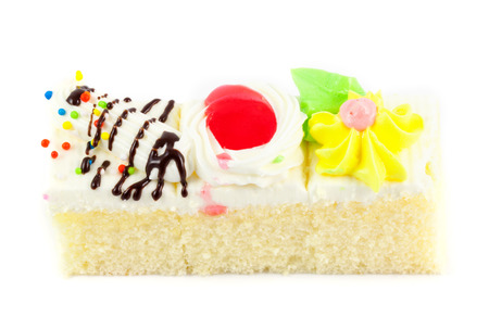 piece of mini cake on white backgroundの写真素材