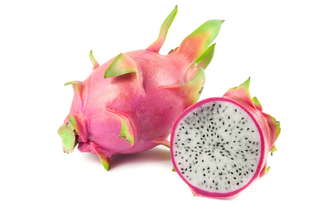 close up dragon fruit on white backgroundの写真素材