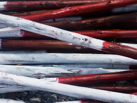 a Red and white wood