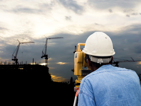 Surveyor engineer on the siteの写真素材