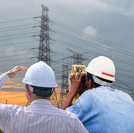 Surveyor engineer on the substation