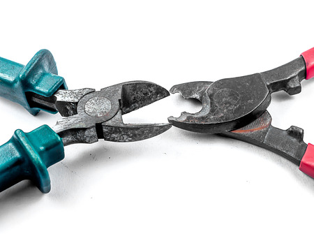 pliers red and green color to workの写真素材