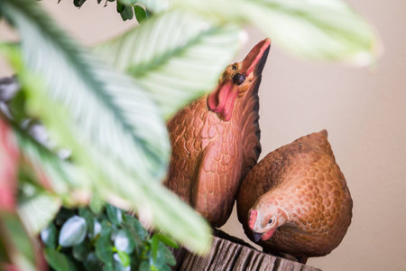 Statue of chickens in the garden の写真素材