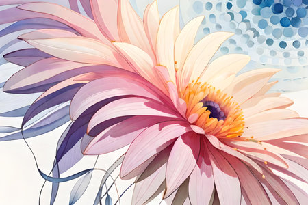 Pink gerbera flower on a white background. Digital painting.の素材