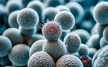 3D illustration of a human cell or cell, conceptual image for medicine and scienceの素材