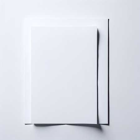 Blank paper brochure on white background. 3d illustration.の素材