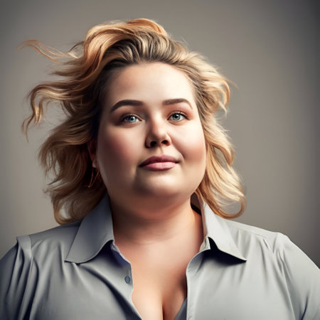 Portrait of a beautiful woman with blond hair. Studio shot.の素材