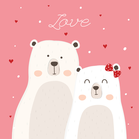 Cute polar bear for wedding invitation.のイラスト素材