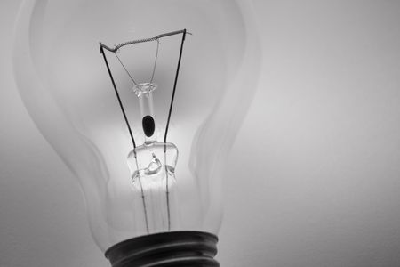 Black and white of lightbulb on white backgroundの写真素材
