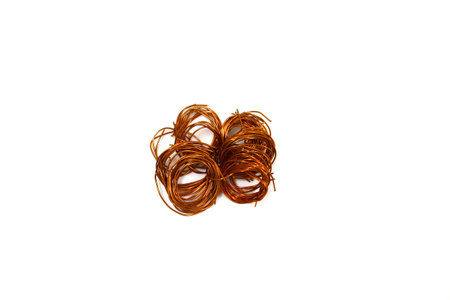 Copper wire for scrap on white background