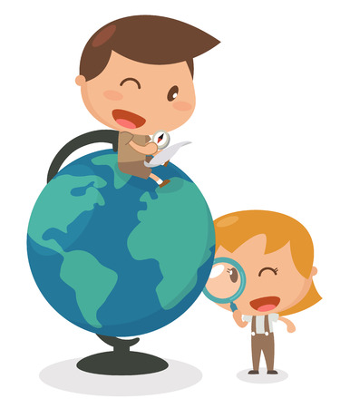 Kids activity. Flat character design. Illustration. Discovery kids.のイラスト素材